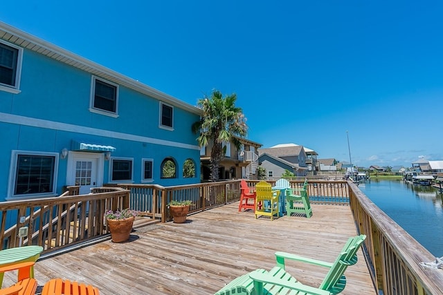 deck with a water view