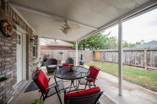 view of patio / terrace with ceiling fan