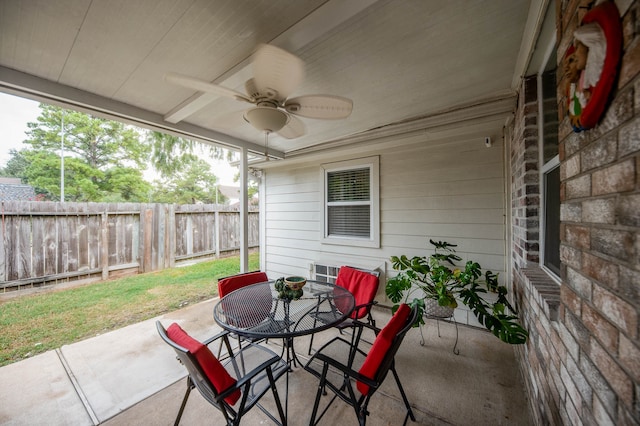 view of patio / terrace with ceiling fan