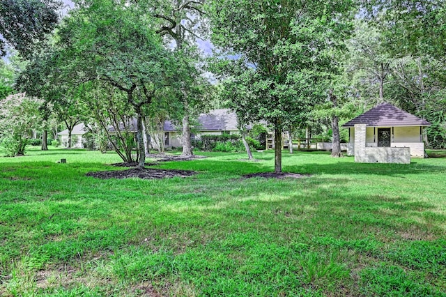 view of yard with an outdoor structure