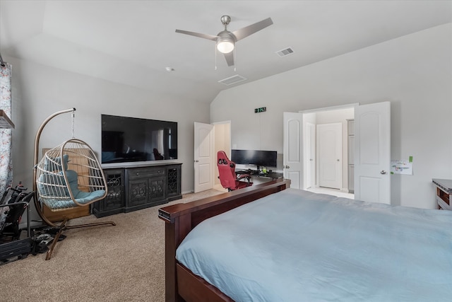 bedroom with carpet flooring and ceiling fan