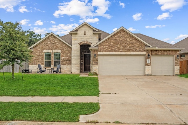 view of front of home with a garage and a front yard