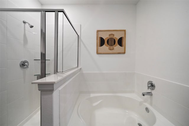 bathroom with plus walk in shower