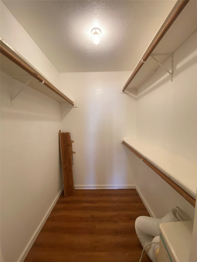 spacious closet with dark hardwood / wood-style floors