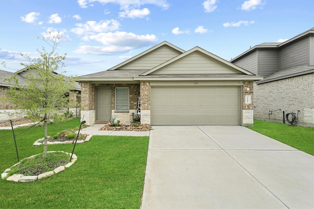 view of front of home with a garage and a front yard