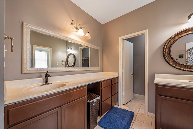 bathroom featuring vanity and tile patterned flooring