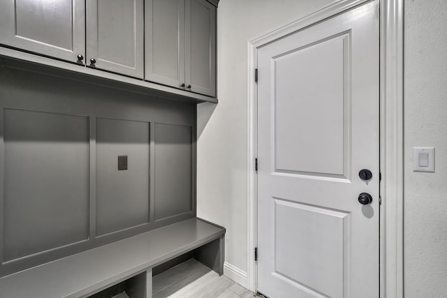 mudroom featuring light hardwood / wood-style flooring