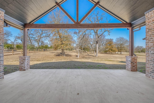 view of patio / terrace with a rural view