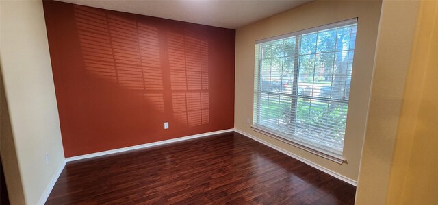 spare room featuring dark wood-type flooring