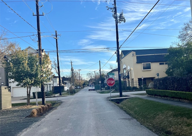 view of road featuring traffic signs