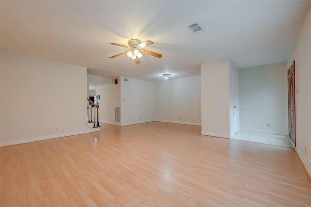 interior space featuring ceiling fan and light hardwood / wood-style floors