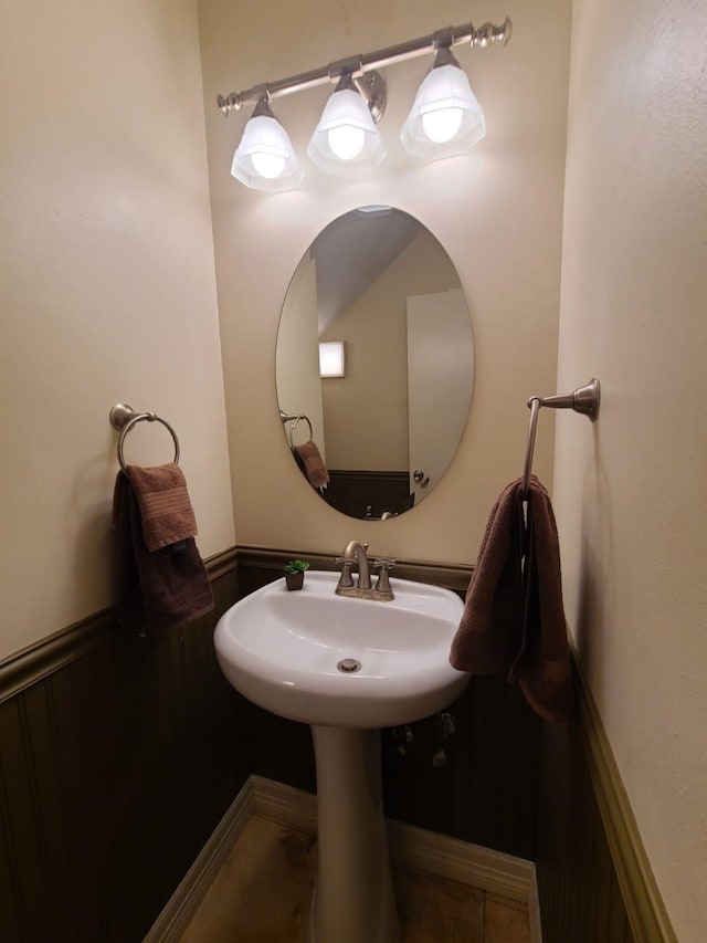 bathroom with tile patterned flooring