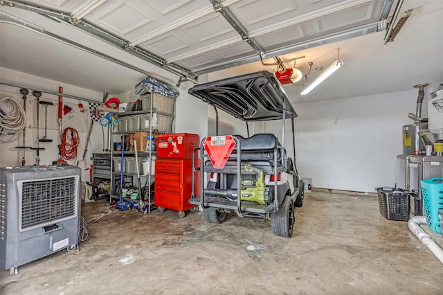 garage with a garage door opener