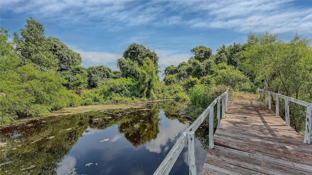 view of dock featuring a water view