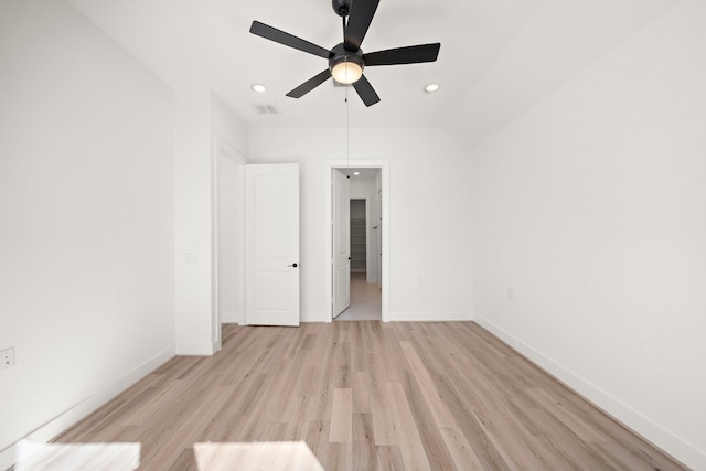 unfurnished room featuring ceiling fan and light wood-type flooring