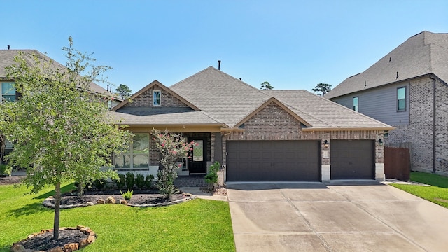 view of front of house with a garage and a front yard