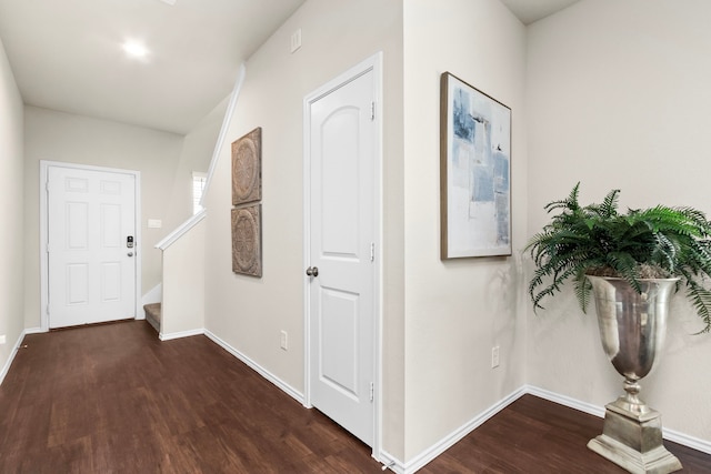 hall featuring dark hardwood / wood-style floors