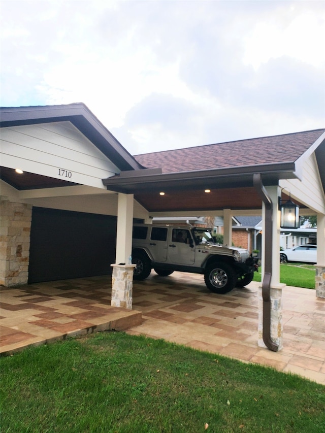 view of property exterior with a carport