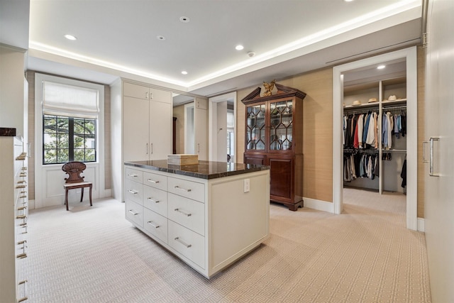 spacious closet with light colored carpet