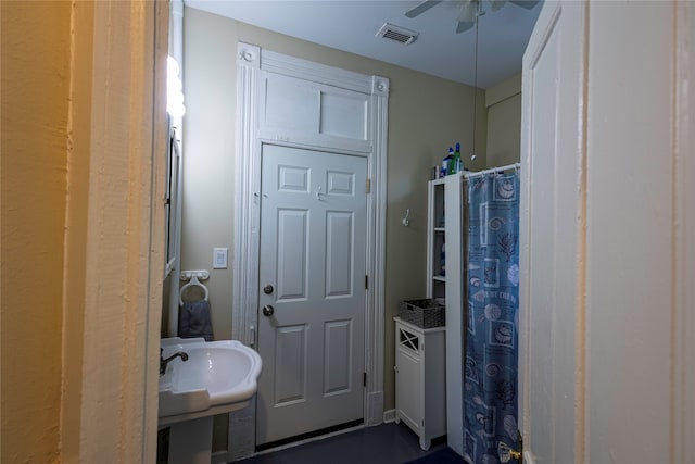 bathroom with sink and ceiling fan