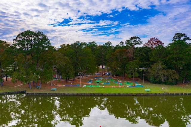 view of property's community with a water view