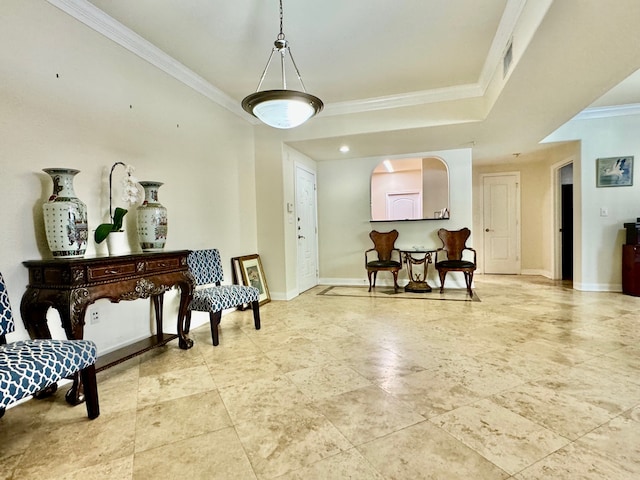 interior space featuring crown molding