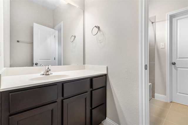 bathroom featuring vanity, shower / washtub combination, and tile patterned floors