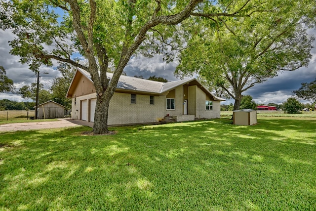 back of property featuring a lawn