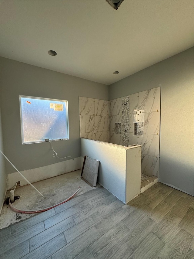 bathroom with wood-type flooring