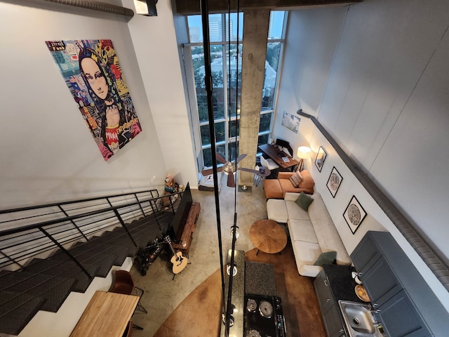 interior space featuring concrete floors