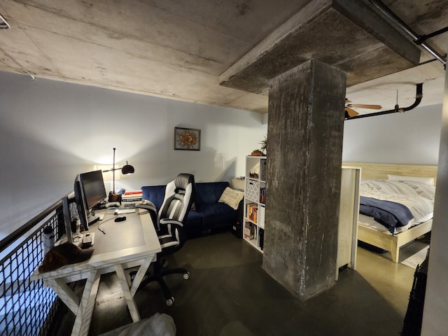 office area with concrete flooring