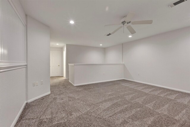 770 Hunt Rd Unit 212, Baytown, TX 77521 - carpeted empty room featuring recessed lighting, a ceiling fan, and visible vents