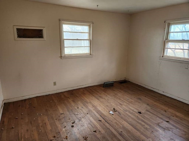 empty room with wood-type flooring and a healthy amount of sunlight