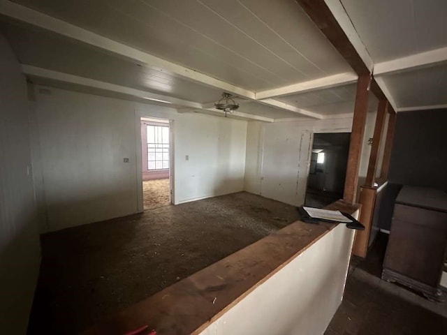 interior space with beam ceiling