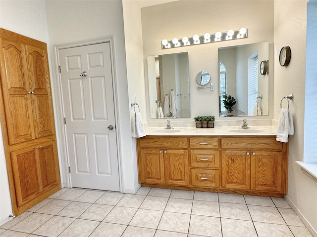 bathroom featuring vanity and tile patterned floors