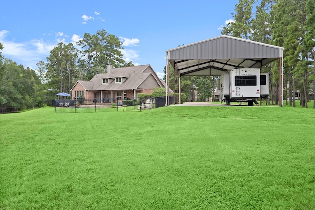 view of yard featuring a carport