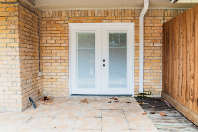 doorway to property featuring french doors