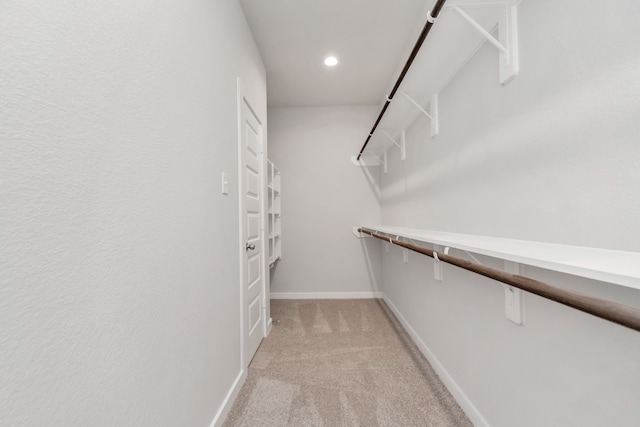 spacious closet with light carpet