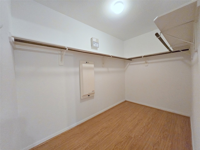 walk in closet featuring light hardwood / wood-style flooring