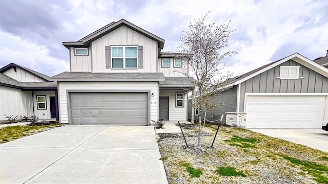 view of front of property with a garage