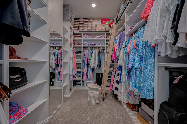 walk in closet featuring carpet