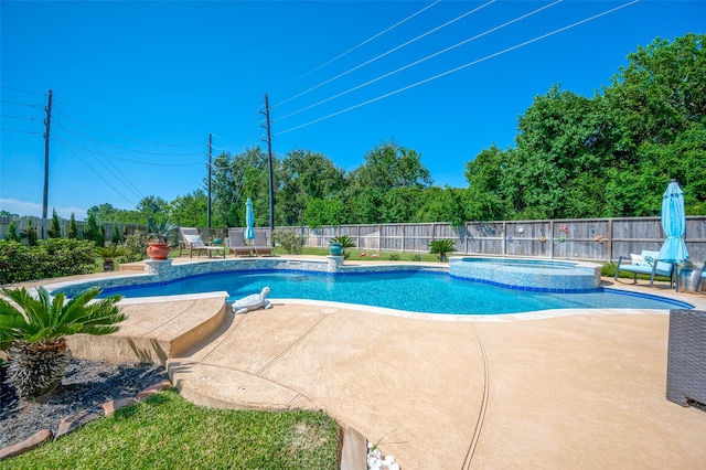 view of swimming pool with a patio