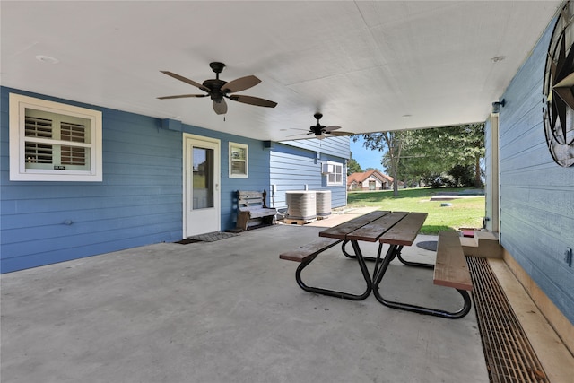 view of patio / terrace featuring ceiling fan