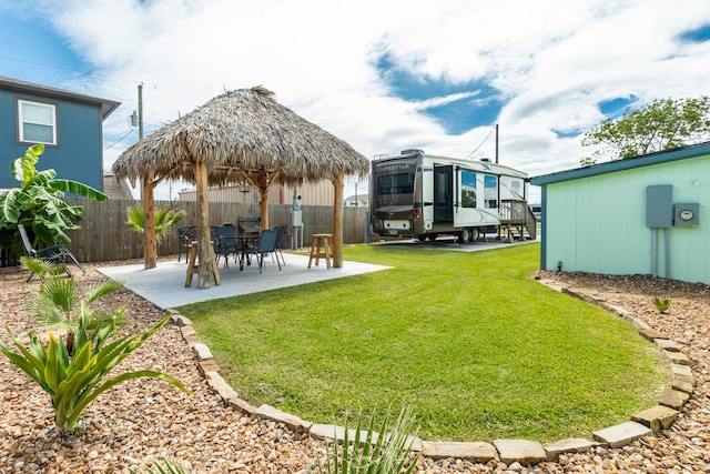 view of yard with a patio area and a gazebo