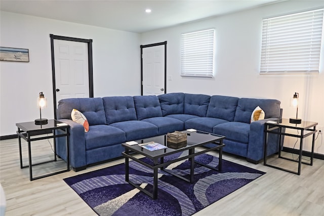 living room featuring light wood-type flooring