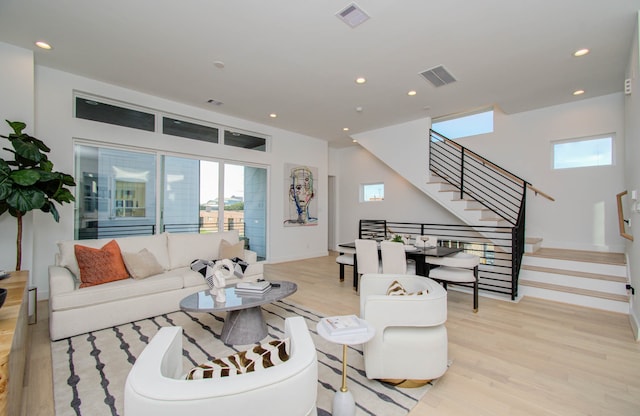 living room with light wood-type flooring