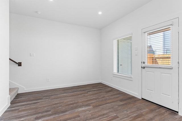 entryway with dark hardwood / wood-style floors