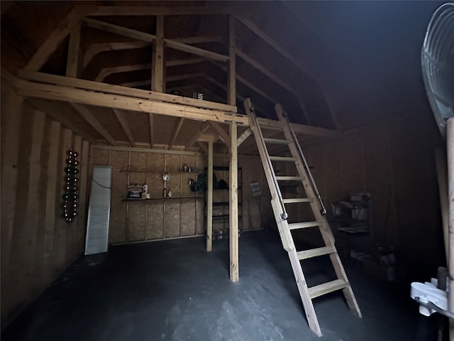 interior space featuring vaulted ceiling