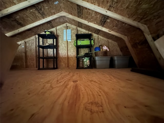 view of unfinished attic