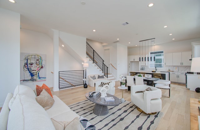 living room featuring light hardwood / wood-style floors